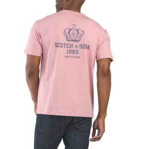 SCOTCH & SODA Medium Pink Relaxed Fit Short Sleeve Logo Top